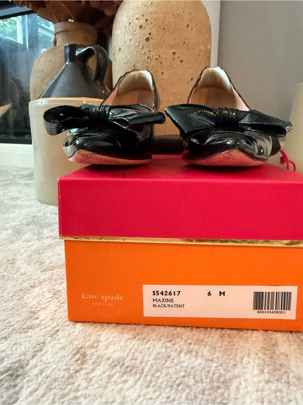 kate spade Black Patent Bow Pointed-Toe kitten heel